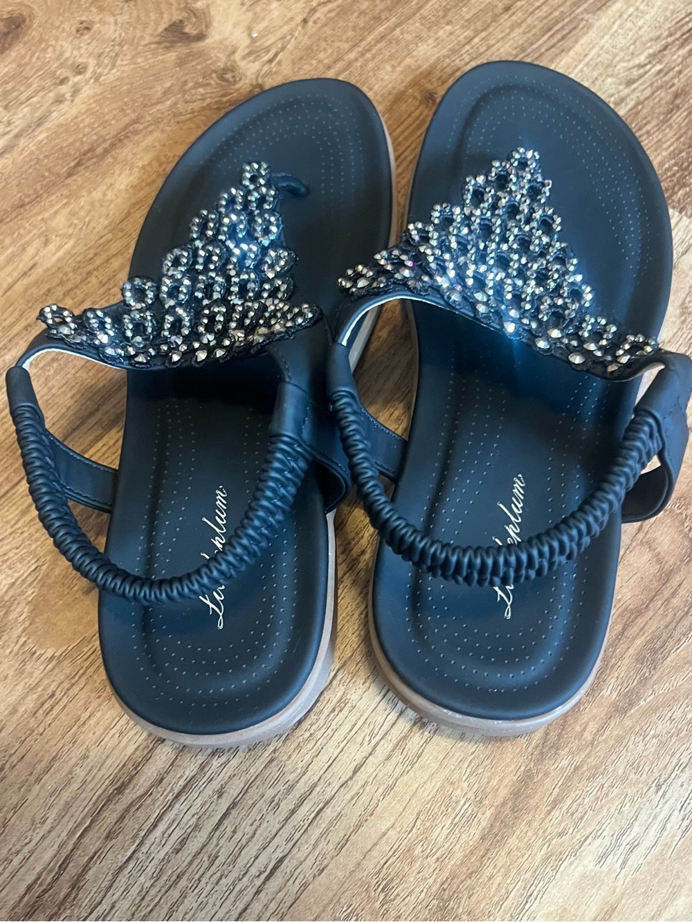 Embellished Navy Women's Sandals - Picture 7 of 7